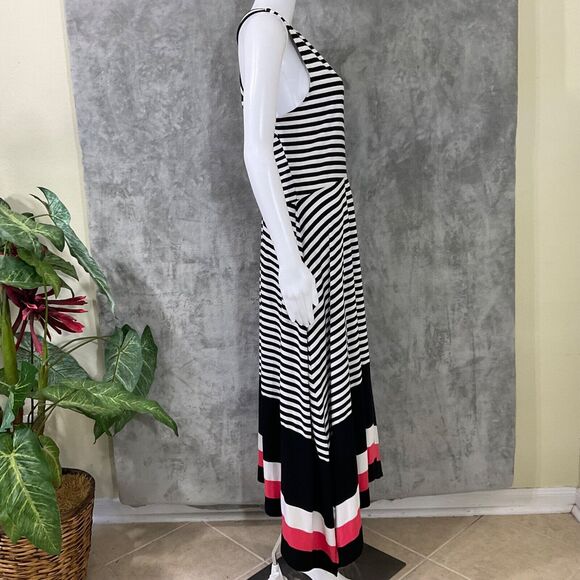 Signature by Robbie Bee Sleeveless Maxi Dress Size L Multi contrasting stripes - Picture 2 of 12